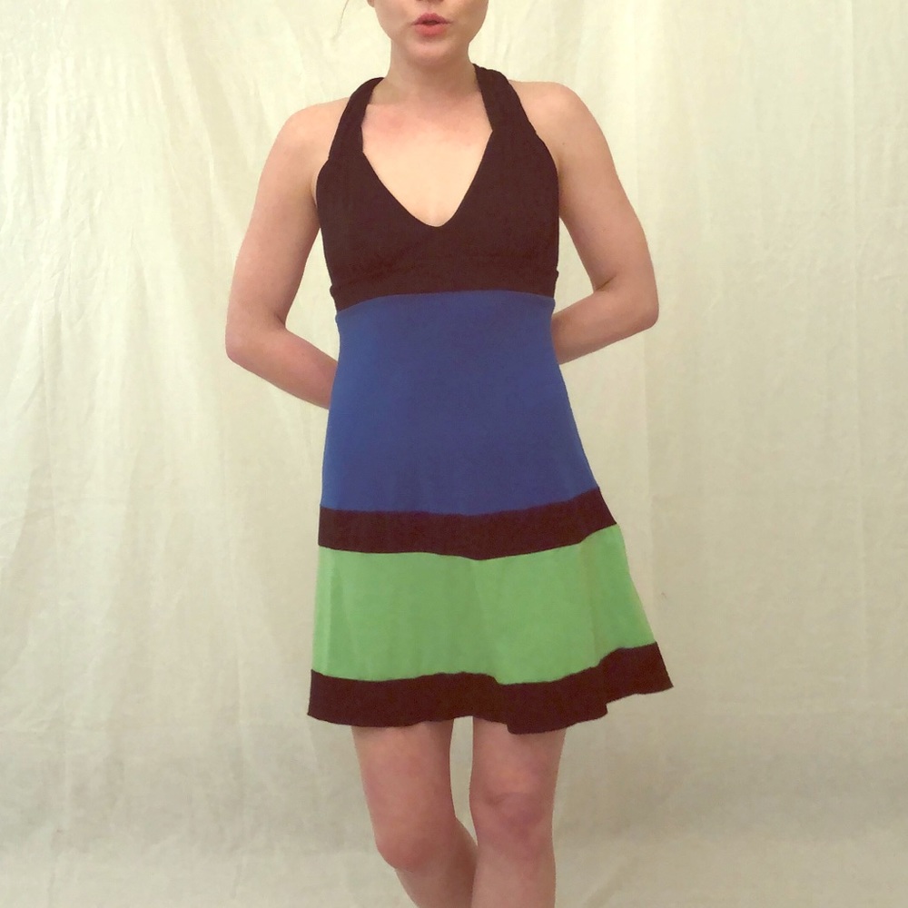 Color Block Black/Blue/Green Dress